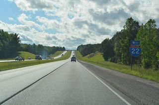 The final reassurance marker for Interstate 22 in Alabama precedes the County Route 13 over crossing north of Bexar.