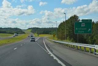 I-22/U.S. 78 meet SR 44 along the Guin city and Brilliant town lines at Exit 44, just ahead of Luxapallila Creek. SR 44 west leads into the town of Twin before continuing toward the Guin city center.