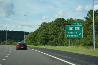 U.S. 278/431 follow 5th Avenue west from Exit 182 to the Attala city center and Meighan Boulevard east from the Gadsden city line to Downtown.