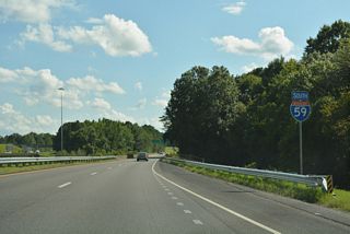 I-59 crosses Big Wills Creek south between the Cleveland Avenue entrance ramp and Exit 182 to Interstate 759.