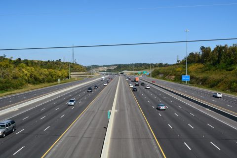 12 lanes of I-65 north of I-22 at Lewisburg, Alabama