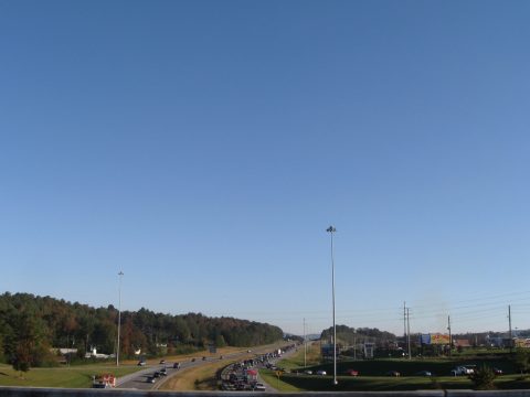 Commuter traffic along I-65 at U.S. 31 near Alabaster, Alabama