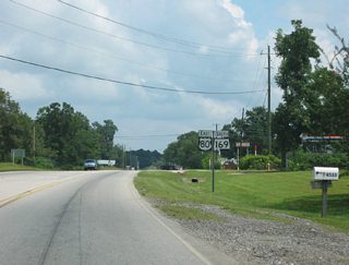 SR 169 accompanies U.S. 80 east for 0.543 miles before resuming a southward heading 9.705 miles to U.S. 431 near Seale.