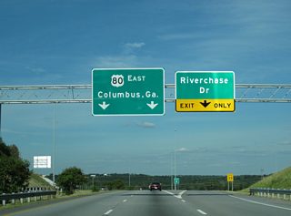 Located west of the Chattahoochee River near Oliver Dam, the exchange with Riverchase Drive was constructed in 2008/2009 to open up land for development.