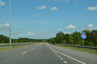 Traffic from I-59 north joins I-759 east ahead of this reassurance marker preceding the bridge across Brooke Avenue and Big Wills Creek.