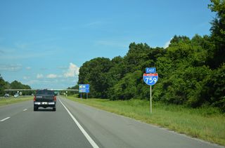 Interstate 759 eastbound shield posted ahead of the Eastside Drive overpass.