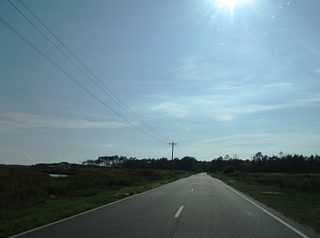 CR 4 transitions to Oyster Bay Road, eventually crossing wetlands along northern reaches of the bay.