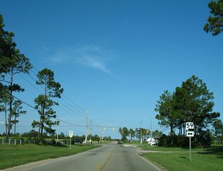 CR 6 ends at SR 59. Oak Road East spurs from Gulf Shores Parkway to the Craft Farms golf course subdivision community.
