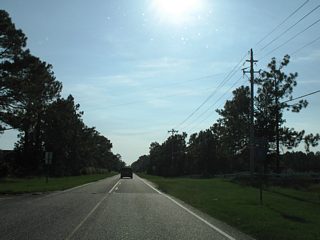 Westbound reassurance shield posted for CR 6 after the highway begins and follows Oak Road West away from SR 59 (Gulf Shores Parkway).