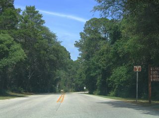 Removed by 2006, a reassurance marker for State Park Road 2 appeared east of SR 135 (Park Road). The access road leads to the Gulf State Park golf course north of Shelby Lakes.