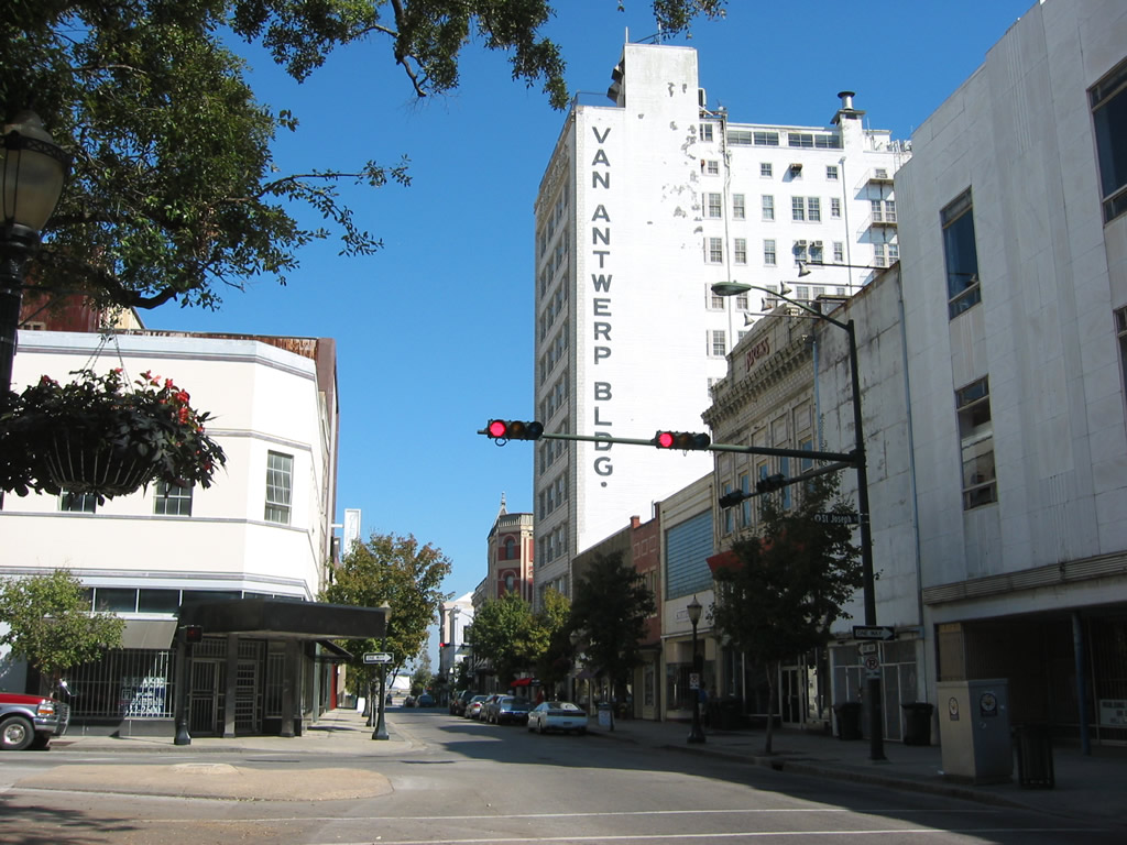 Dauphin Street at Joachim Street in Downtown Mobile, AL