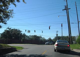 Congress Street west at the five point intersection with U.S. 45 (Saint Stephens Road) and Catherine Street. 30" signals remained in service here until late 2008.
