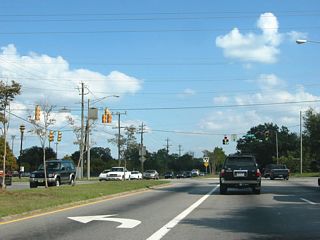 Sage Avenue is a secondary arterial serving Midtown Mobile. The roadway travels north from Cottage Hill Road, passing by Shoppes at Bel Air (formerly Bel Air Mall) at Airport Boulevard, to Dauphin Street here and Old Shell Road to the north.