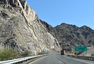 The succeeding exit lies beyond the Gila Mountains at the Yuma suburb of Fortuna Foothills. The city center of Yuma is 19 miles to the west.