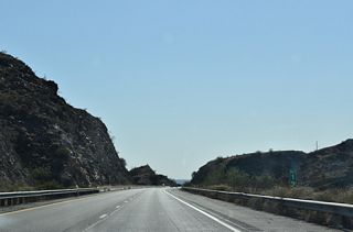 Interstate 8 west crosses over the eastbound roadway again just beyond mile marker 9.