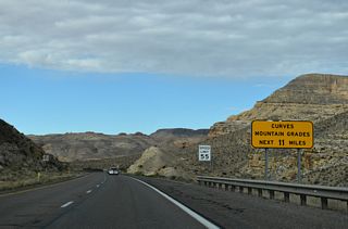 Interstate 15 winds through the Virgin River Gorge for the next 11 miles.