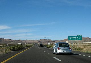 Exit 44 departs for Shinarump Drive and Historic U.S. 66 (Oatman Highway).