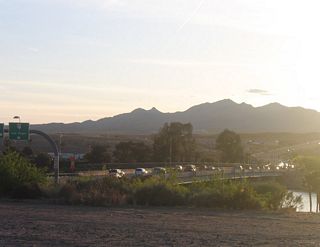 Viewing of Colorado River bridge connecting SR 95 north with Nevada State Route 163 (Laughlin Highway) west to U.S. 95. The intent is that traffic on SR 95 north will eventually join U.S. 95, which is why SR 95 crosses the Colorado River instead of SR 68.