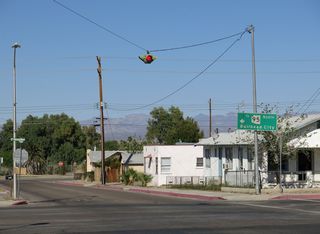 J Street north to Broadway Street (Business Loop I-40) west in the city of Needles, California forms part of the route joining Interstate 40 west with the northern section of Arizona State Route 95.
