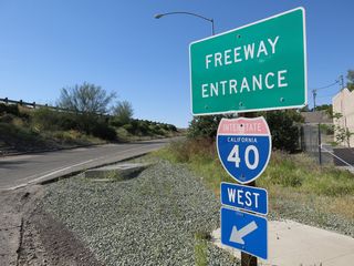 I-40/U.S. 95 overlap northwest from Needles to Piute Valley, where U.S. 95 separates north to Searchlight and Las Vegas, Nevada.
