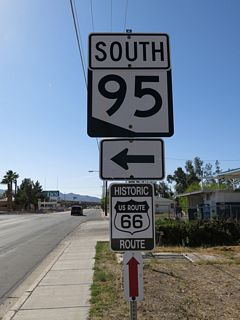Broadway Street south to J Street west connects SR 95 with Interstate 40.