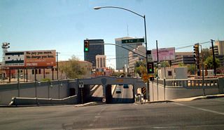 Stone Avenue lowers into a subway south between 6th Street and Toole Avenue north of Downtown Tucson.