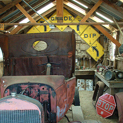 yellow sign, diamond sign, stop sign, automobile club of southern california, auto club so cal, aaa, acsc, Laws Railroad Museum, Bishop
