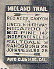 Midland Trail, California, Lincoln Highway, Ricardo, Big Pine, Independence, Saltdale, Randsburg, Johannesburg