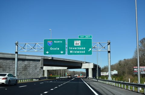 Florida's Turnpike north at I-75/SR 44 - Wildwood