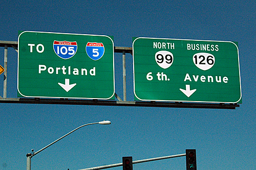 interstate 105, interstate 5, Oregon 99, business Oregon 126