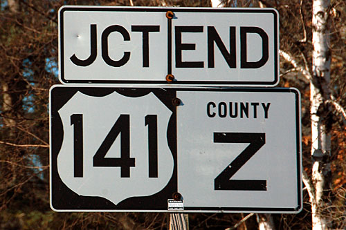 Wisconsin U. S. route 141, Wisconsin county route Z