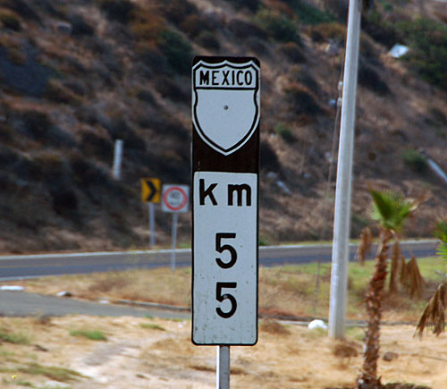 kilometer post 55 on Mexico federal highway 1