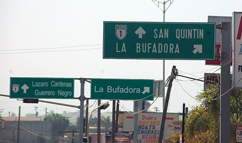 turnoff from federal highway 1 to La Bufadora access road