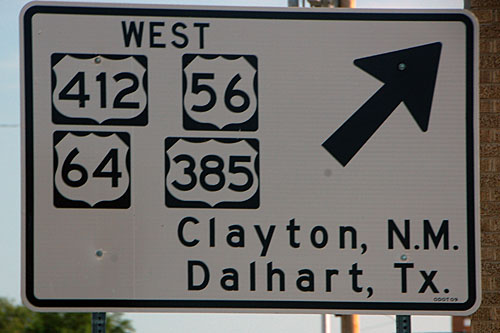 Oklahoma U. S. highway 56, Oklahoma U. S. highway 64, Oklahoma U. S. highway 287, Oklahoma U. S. highway 385, Oklahoma U. S. highway 412, Oklahoma state route 3, Oklahoma state route 325