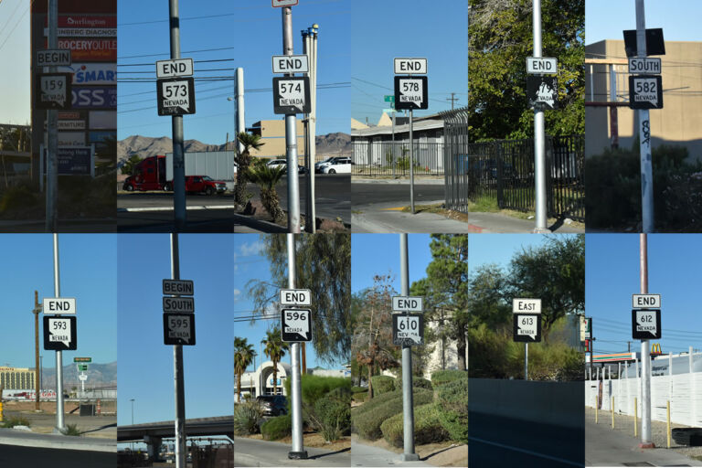 October 2025 photo collage of Las Vegas route markers