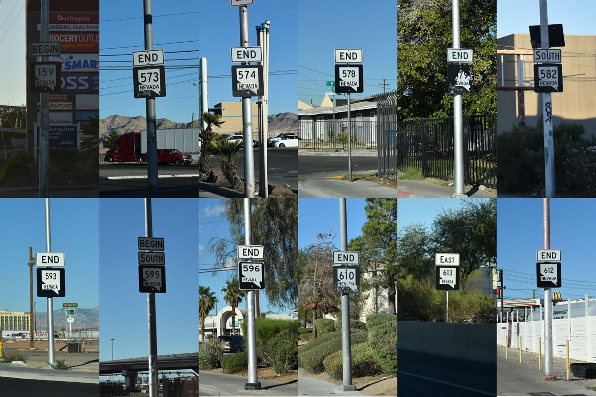 October 2025 photo collage of Las Vegas route markers