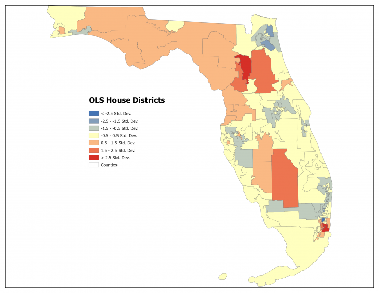 Linear Regression Results based upon Congressional District
