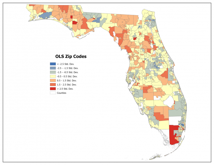 Linear Regression Results based upon Zip Codes