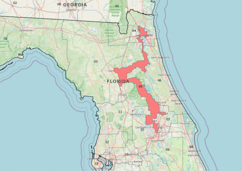 Florida District 5 - 2nd worst gerrymandering 'offender'