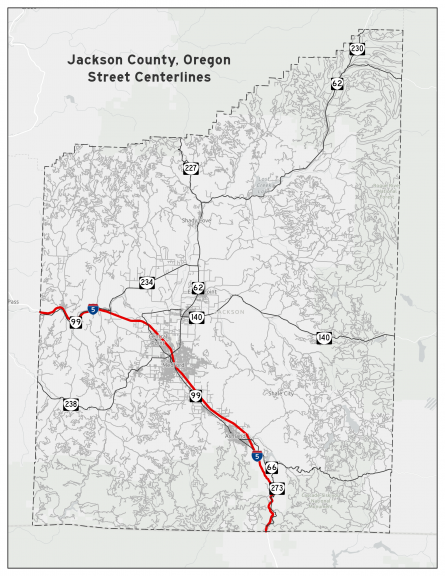 Street Centerlines Data from Jackson County, Oregon GIS
