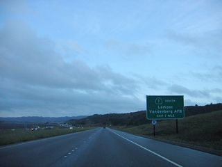 The two state routes divide at a wye interchange just north of the Vandenburg Space Force Base boundary.