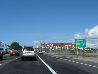 The intersection joining California 1 and California 39 also links with the entrance to Huntington State Beach and Huntington City Beach. The city beach continues north of this point toward downtown Huntington Beach. California 39 heads north through Huntington Beach toward Westminster, Garden Grove, Stanton, Buena Park and La Habra.