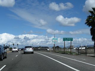 North beyond First Street in Seal Beach, California 1 leaves Orange County and enters Los Angeles County and the city of Long Beach.