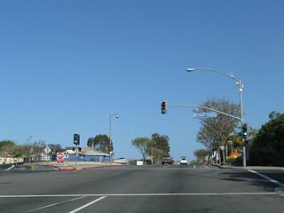 California 1 formerly divided into a one-way couplet at Street of the Copper Lantern. Northbound traffic remained on Pacific Coast Highway, while southbound traffic used Del Prado Avenue. The two directions reunited at Street of the Blue Lantern west of Downtown.