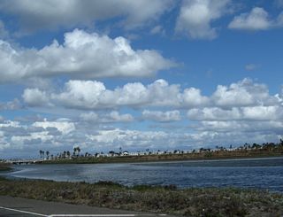 This view looks north at the lagoon in Bolsa Chica Ecological Reserve.