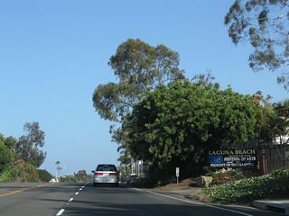 Entering the city of Laguna Beach. The city was home to 23,190 as estimated by the Census in 2016; it incorporated on June 29, 1927. While well known for its beaches, Laguna Beach is also known for the arts, including the Pageant of the Masters and a variety of galleries.
