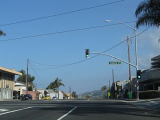 Advancing north, the succeeding traffic light SR 1 (Coast Highway) is at Diamond Street.