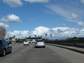 A 1931 bridge carries California 1 over the San Gabriel River. This bridge was widened to its current width in 1962.