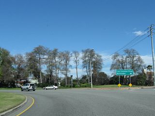 Within Los Alamitos Traffic Circle, the first right connects to Los Coyotes Diagonal, which travels northeast to Bellflower. The second right connects to California 19 (Lakewood Boulevard) north to Downey.
