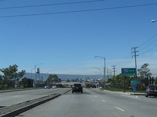 Northbound California 1 meets Interstate 710 (Long Beach Freeway) north to Los Angeles.